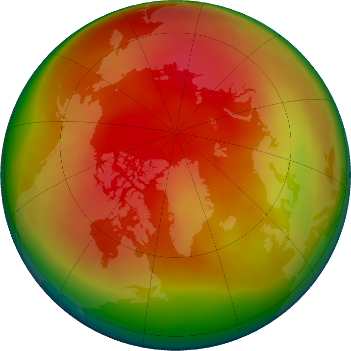 Arctic ozone map for March 2024